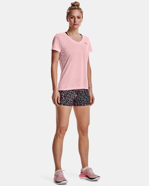 Women's HeatGear® Mid-Rise Printed Shorty in Pink image number 2